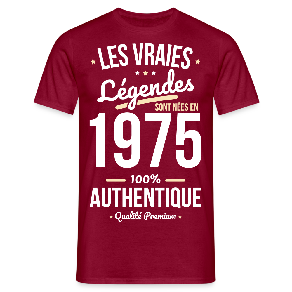 T-shirt Homme - Anniversaire 50 Ans - Les vraies Légendes sont nées en 1975 - rouge brique