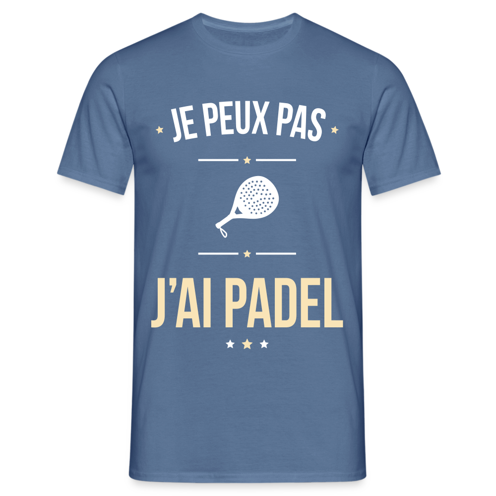 T-shirt Homme - Je peux pas j'ai Padel - bleu pigeon 