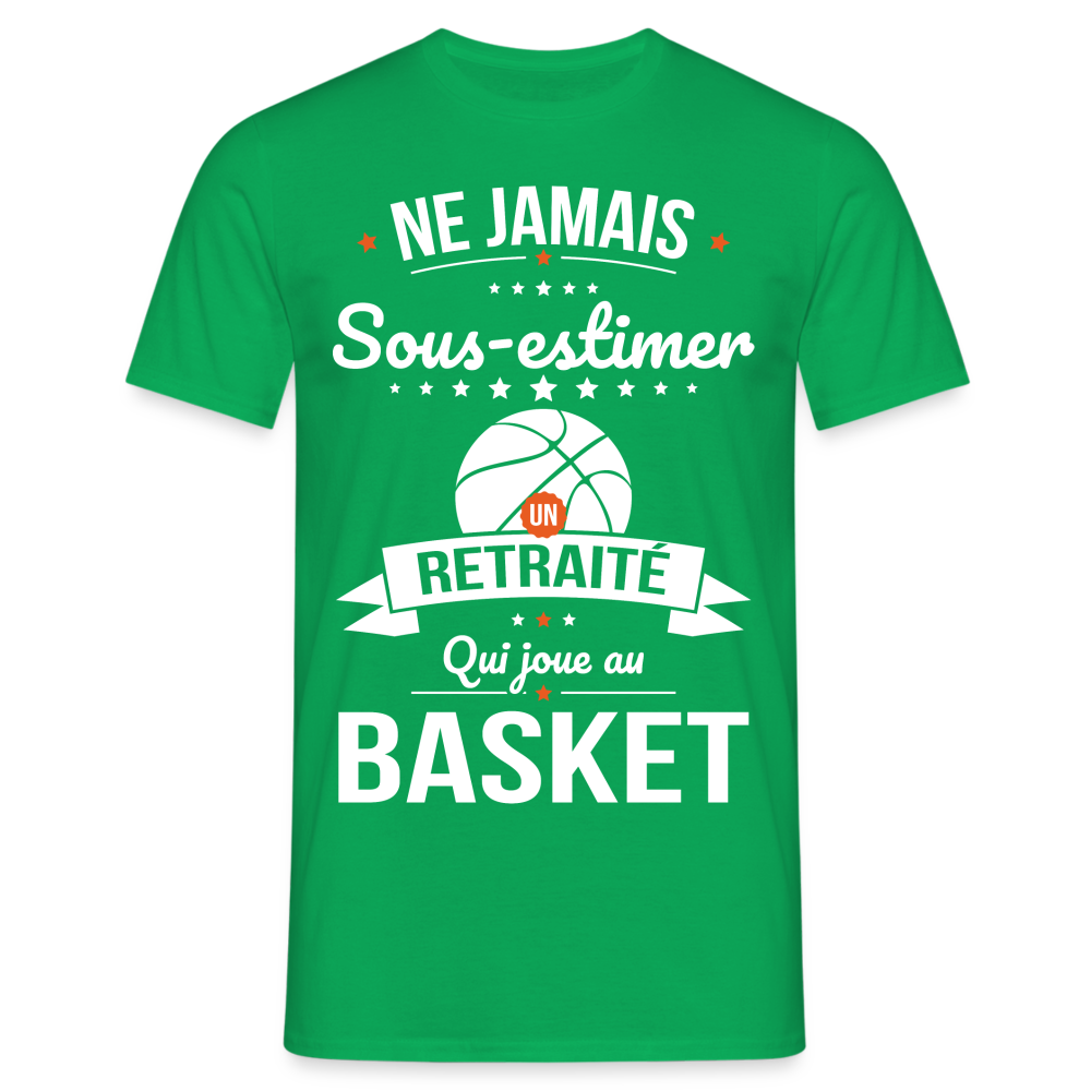 T-shirt Homme - Ne jamais sous-estimer un retraité qui joue au basket - vert