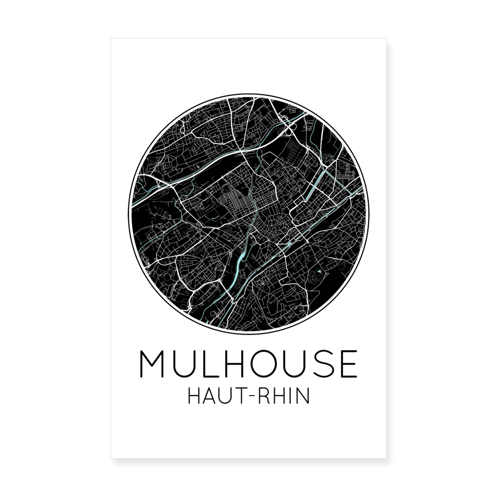 Poster Mulhouse - Plan Mulhouse - 20 x 30 cm - blanc