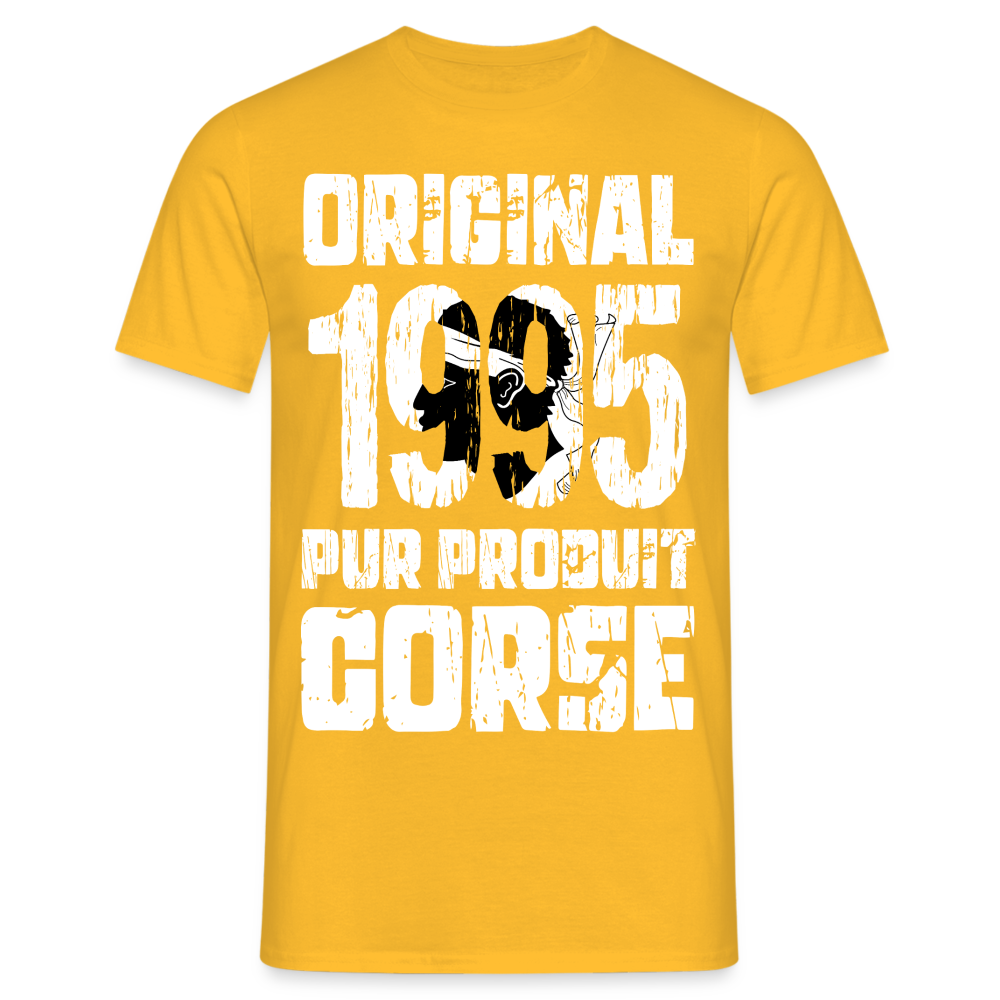 T-shirt Homme - Anniversaire 30 Ans - Original 1995 - Pur produit Corse - jaune