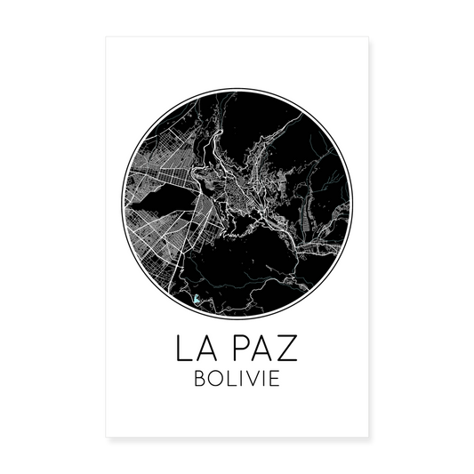 Poster La Paz - Plan La Paz - 20 x 30 cm - blanc