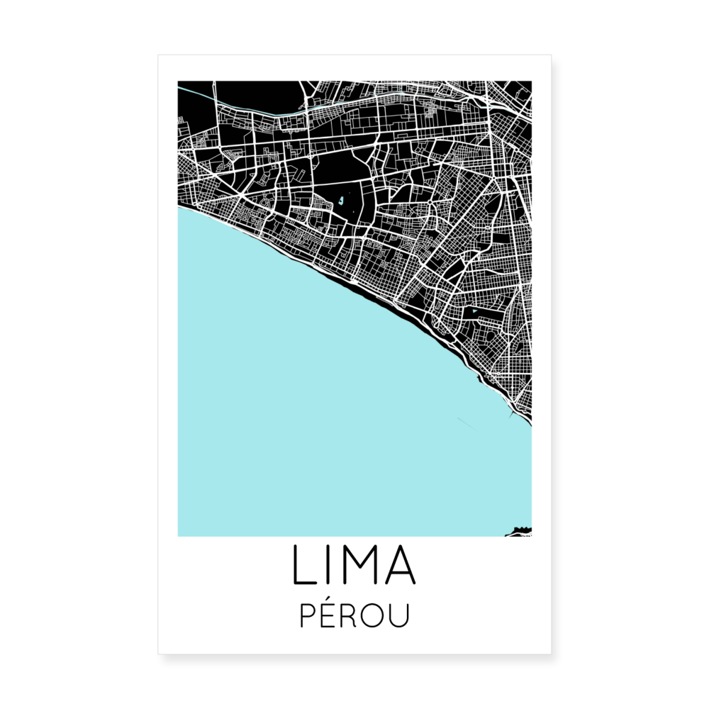 Poster Lima - Plan Lima - 20 x 30 cm - blanc