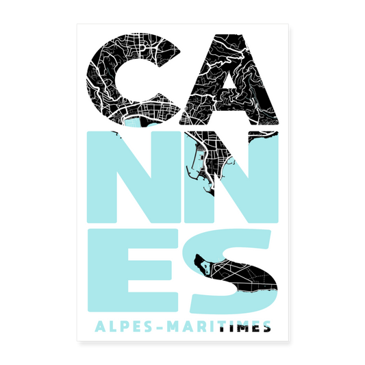 Poster Cannes - Plan Cannes - 40 x 60 cm - blanc