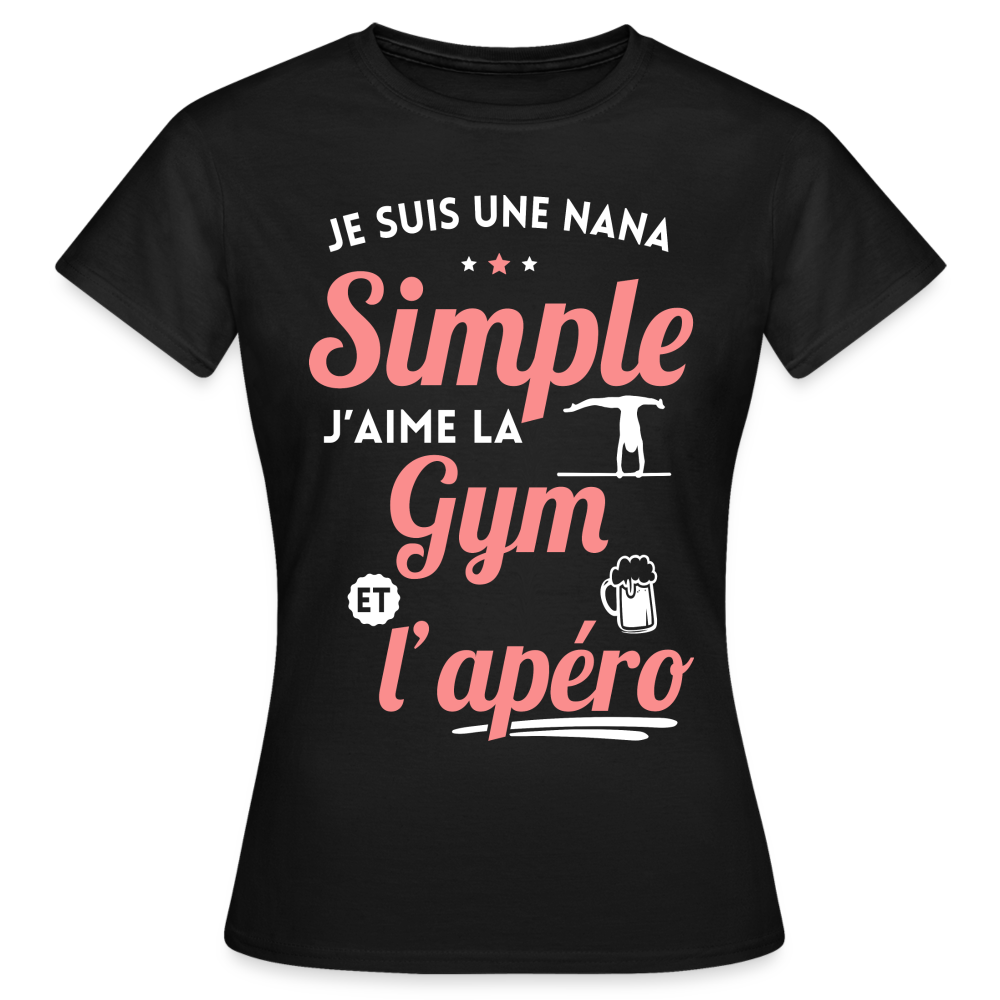 T-shirt Femme - J'aime la gym et l'apéro - noir