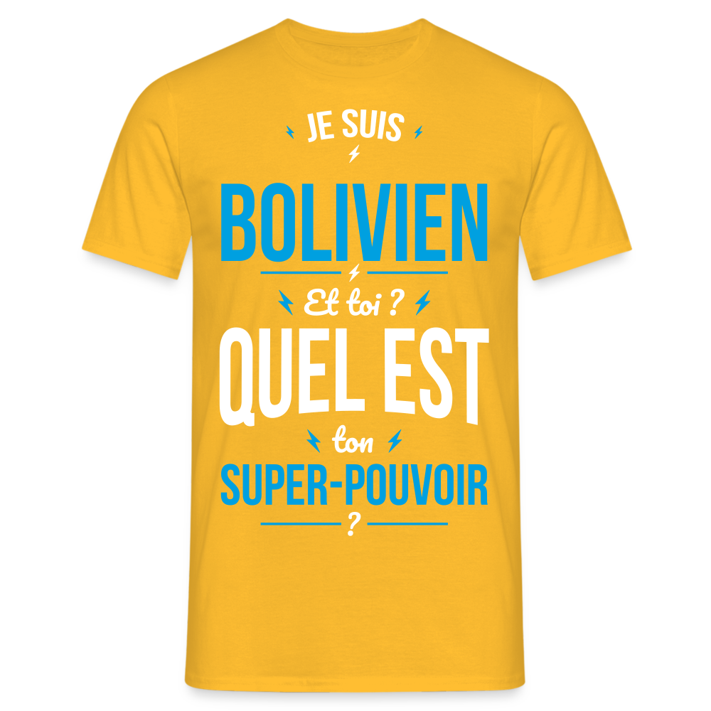 T-shirt Homme - Je suis Bolivien - Super-pouvoir - jaune