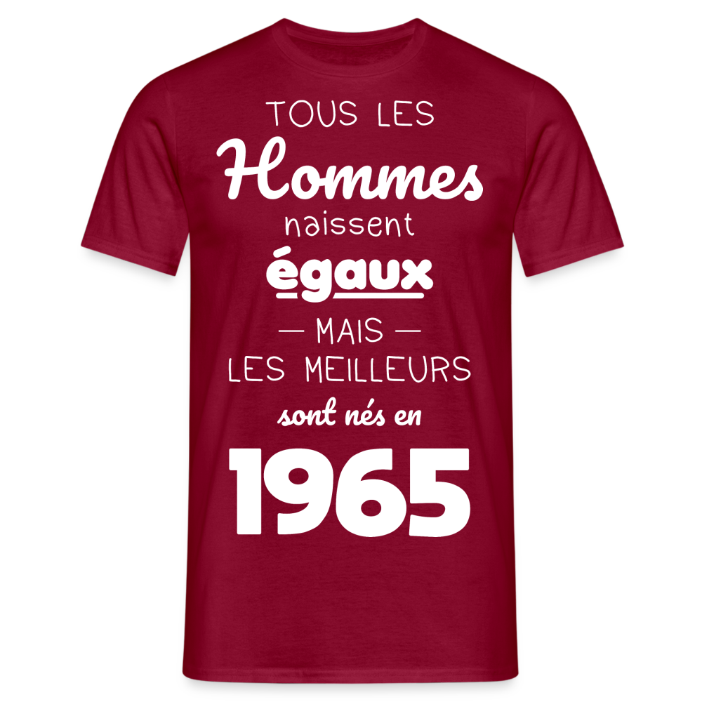 T-shirt Homme - Anniversaire 60 Ans - Les meilleurs sont nés en 1965 - rouge brique