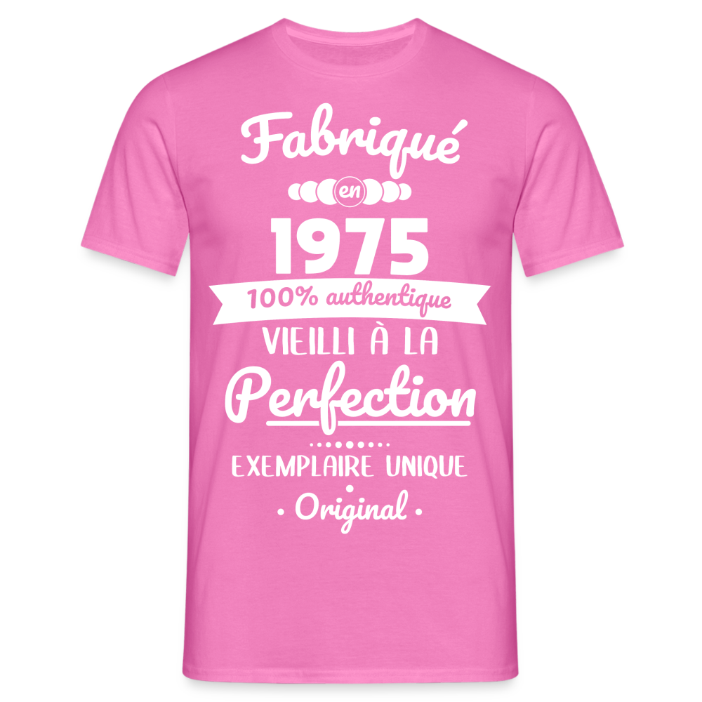 T-shirt Homme - Anniversaire 50 Ans - Fabriqué en 1975 - rose