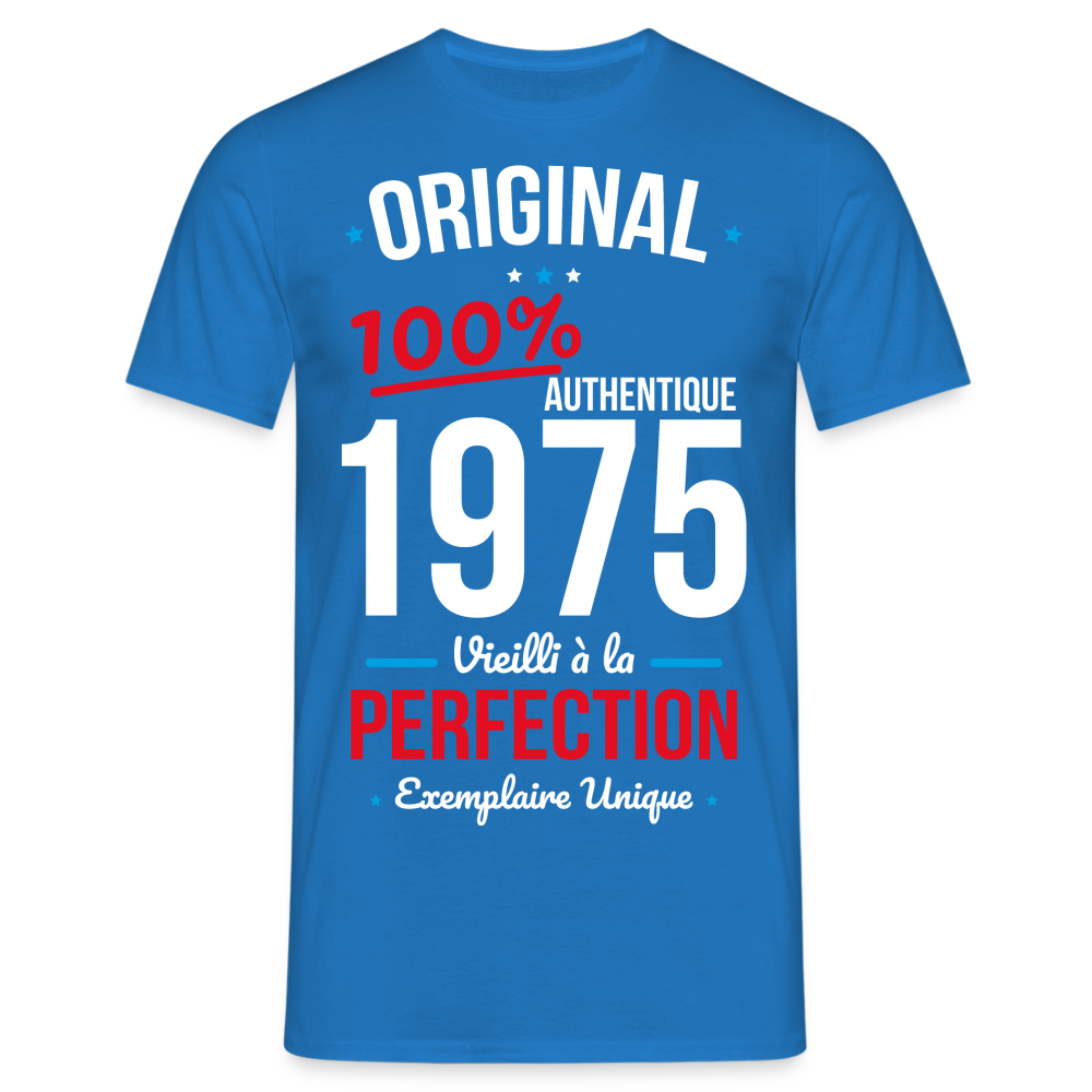 T-shirt Homme - Anniversaire 50 Ans - Original 1975 - bleu royal