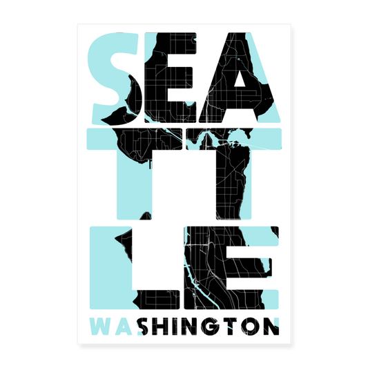 Poster Seattle - Plan Seattle - 40 x 60 cm - blanc