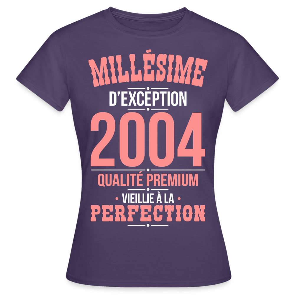 T-shirt Femme - Anniversaire 21 Ans - Millésime 2004 - violet foncé