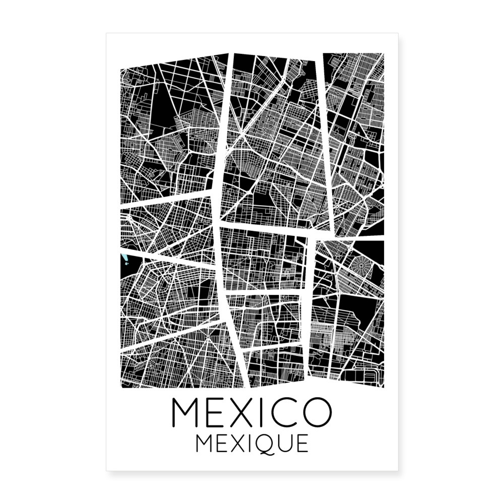 Poster Mexico - Plan Mexico - 60 x 90 cm - blanc