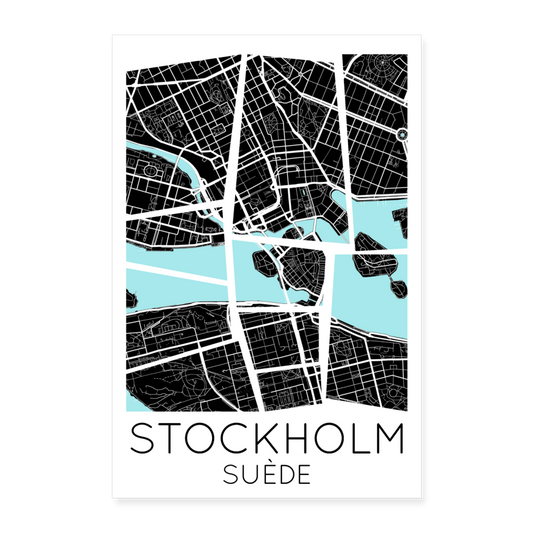 Poster Stockholm - Plan Stockholm - 60 x 90 cm - blanc