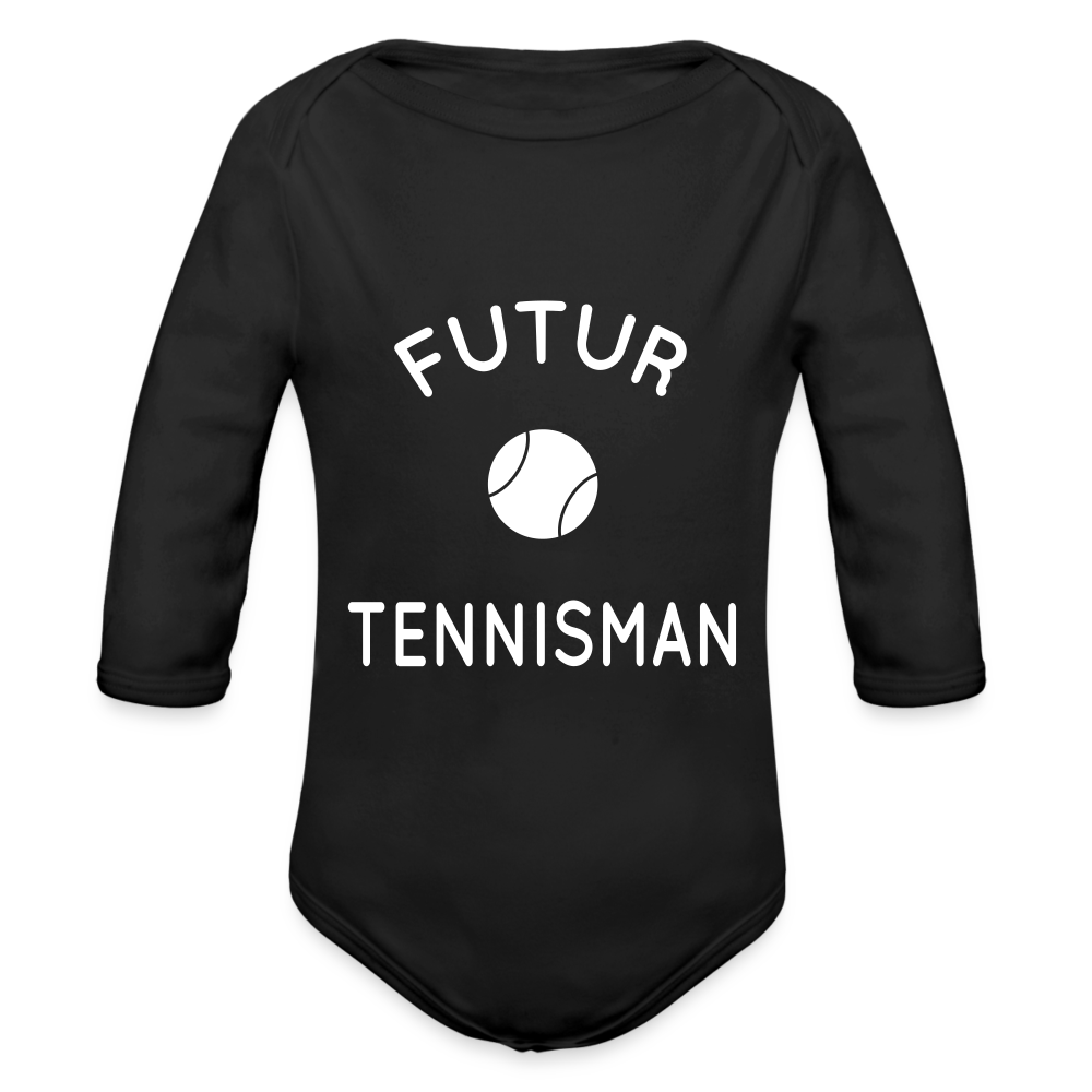 Body Bébé bio manches longues - Futur tennisman - noir