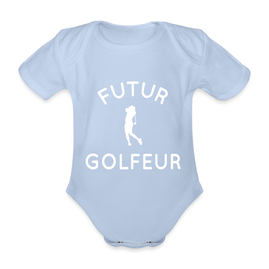 Body Bébé bio manches courtes - Futur golfeur - ciel