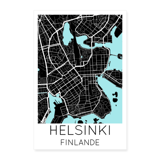 Poster Helsinki - Plan Helsinki - 60 x 90 cm - blanc