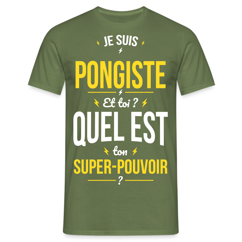 T-shirt Homme - Je suis pongiste - Super-pouvoir - vert militaire