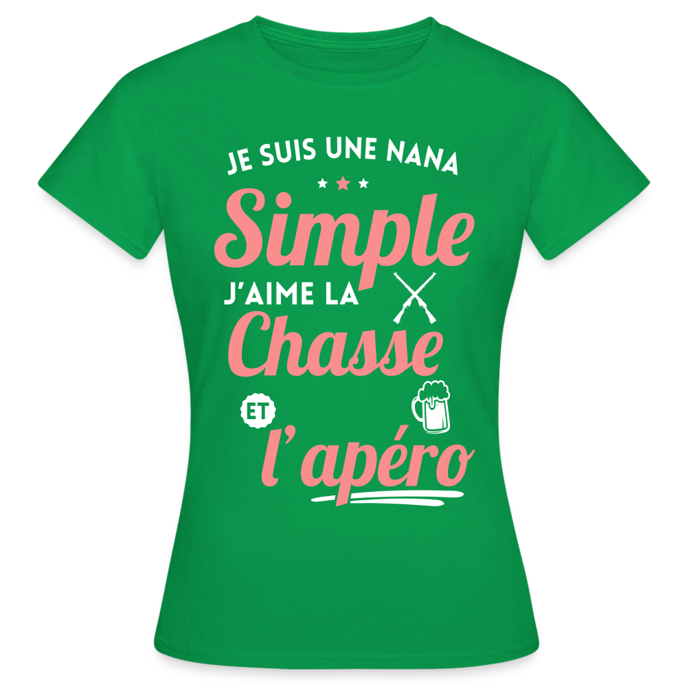 T-shirt Femme - J'aime la chasse et l'apéro - vert