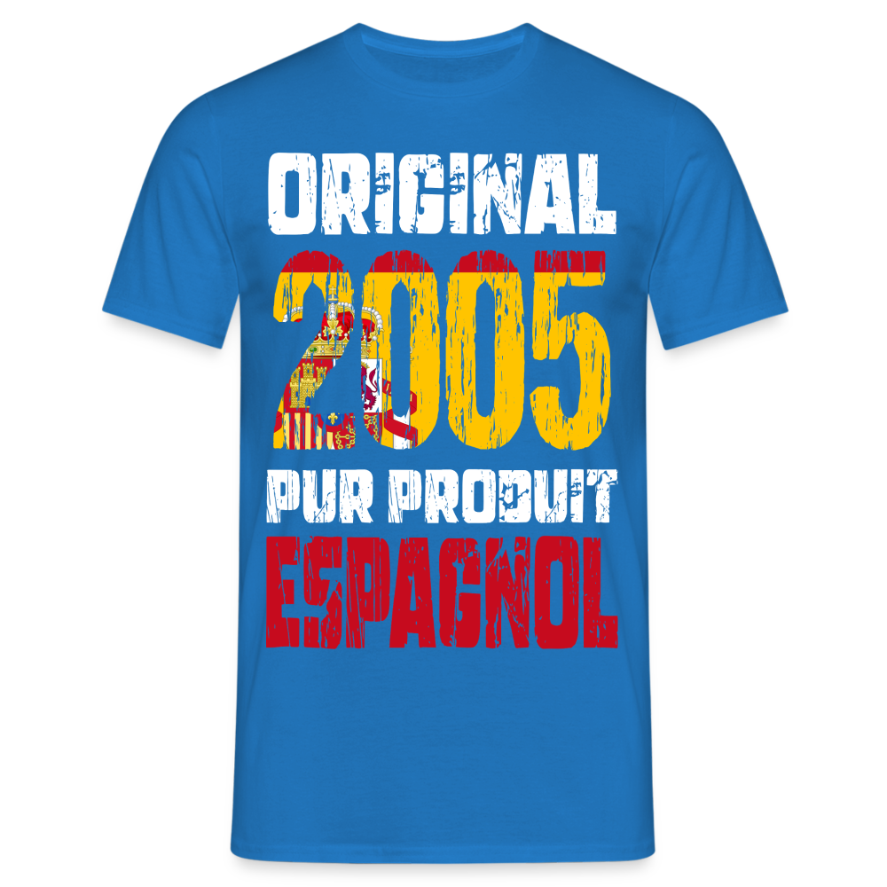 T-shirt Homme - Anniversaire 20 Ans - Original 2005 - Pur produit Espagnol - bleu royal