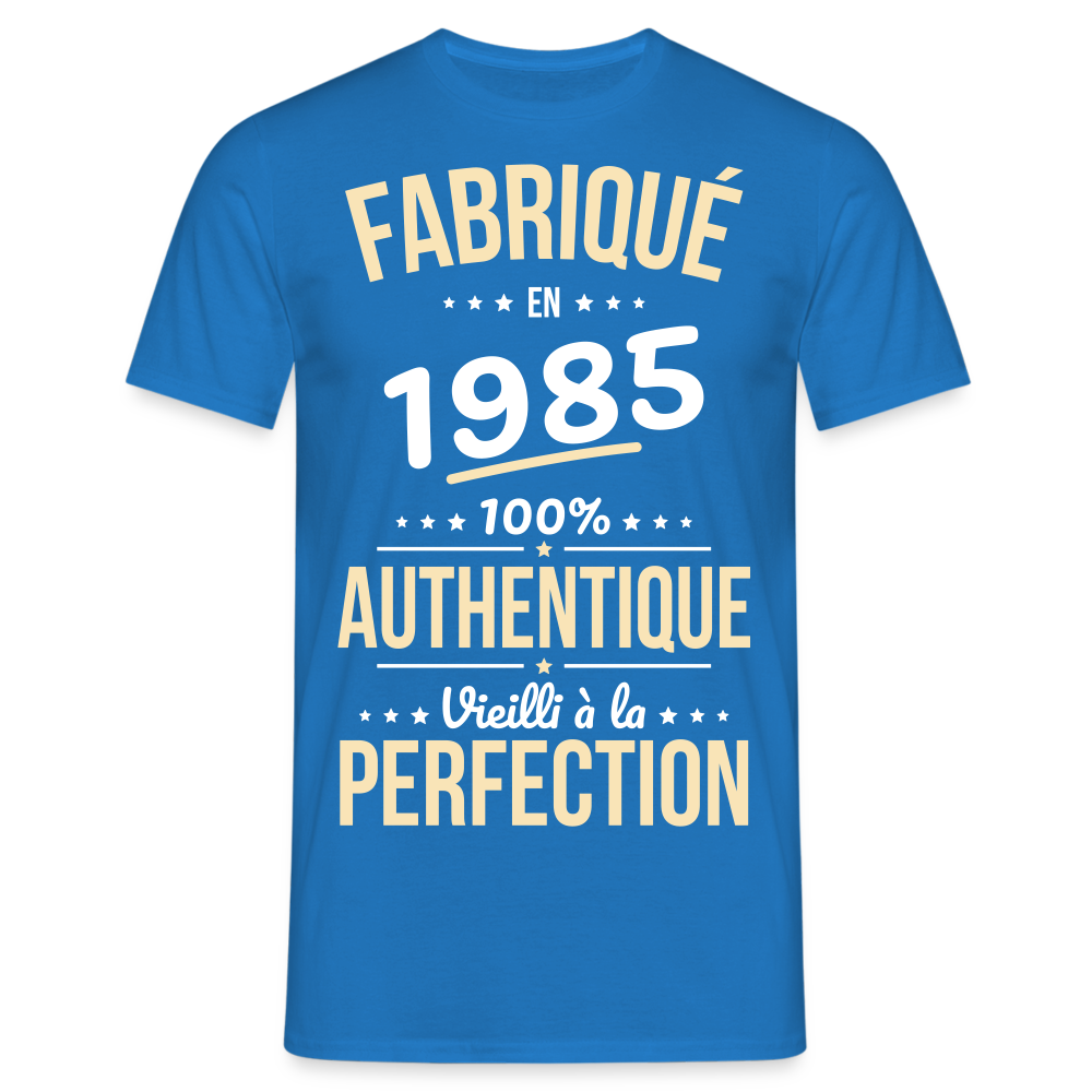 T-shirt Homme - Anniversaire 40 Ans - Fabriqué en 1985 - bleu royal