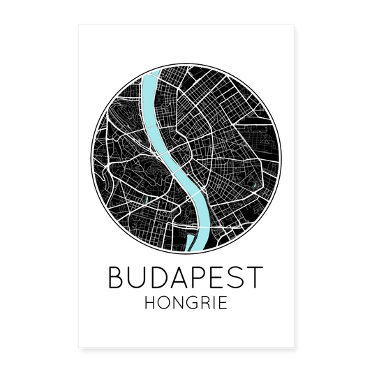 Poster Budapest - Plan Budapest - 40 x 60 cm - blanc