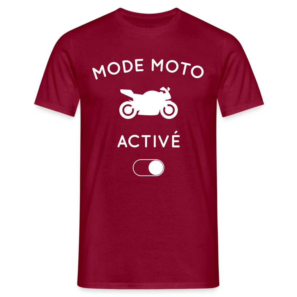 T-shirt Homme - Mode moto activé - rouge brique