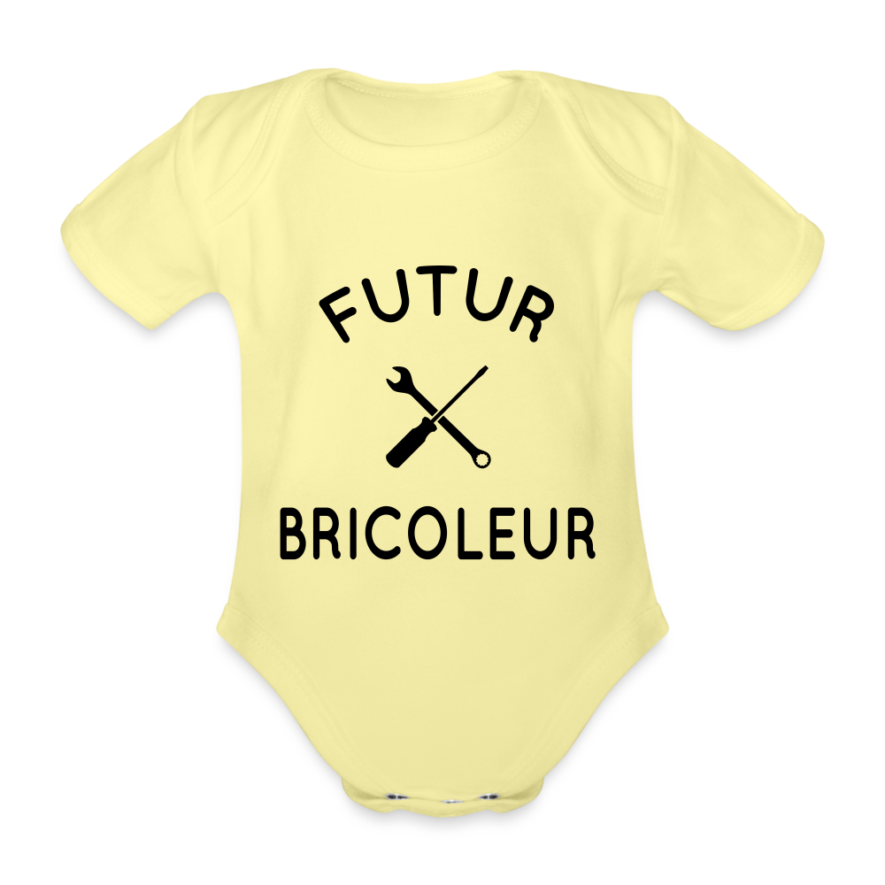 Body Bébé bio manches courtes - Futur bricoleur - jaune délavé