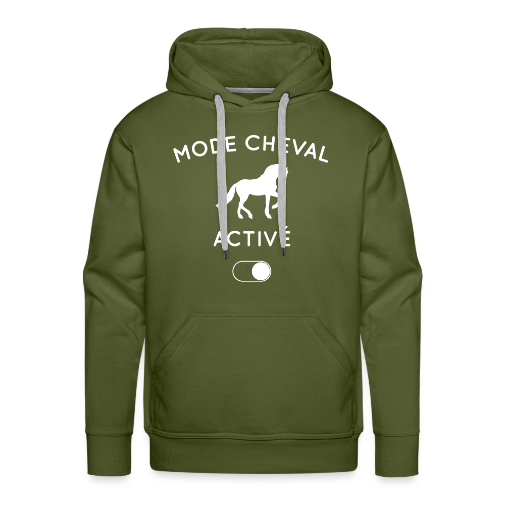 Sweat à capuche Premium Homme - Mode cheval activé - vert olive