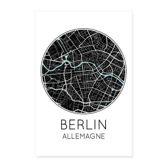 Poster Berlin - Plan Berlin - 60 x 90 cm - blanc