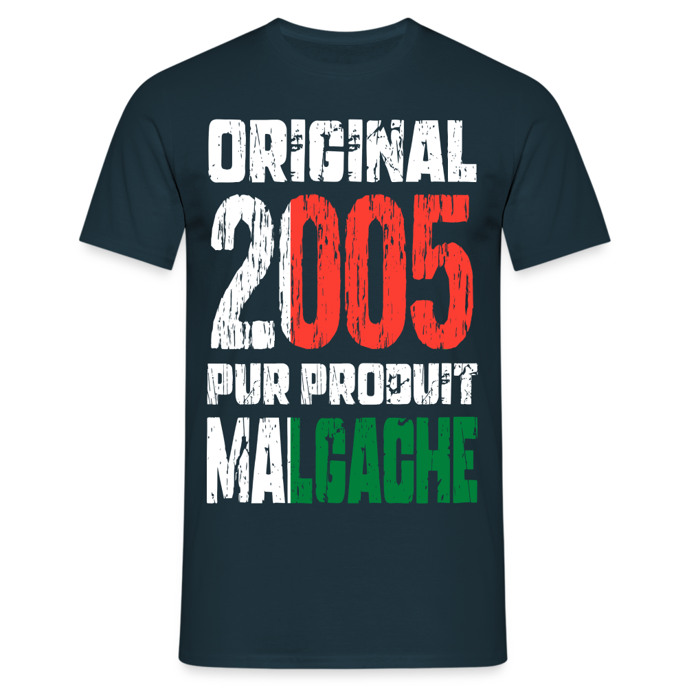 T-shirt Homme - Anniversaire 20 Ans - Original 2005 - Pur produit Malgache - marine