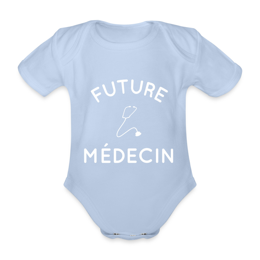 Body Bébé bio manches courtes - Future médecin - ciel