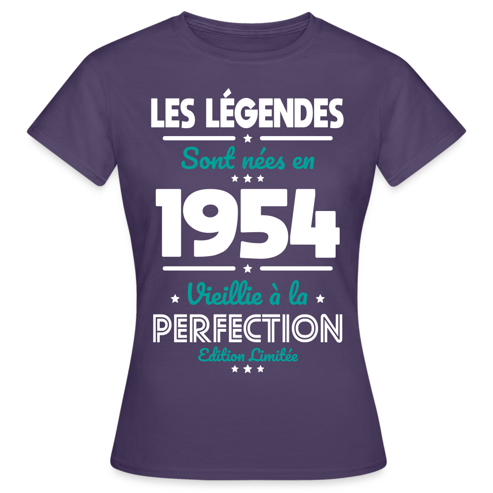 T-shirt Femme - Anniversaire 70 Ans - Les Légendes sont nées en 1954 - violet foncé