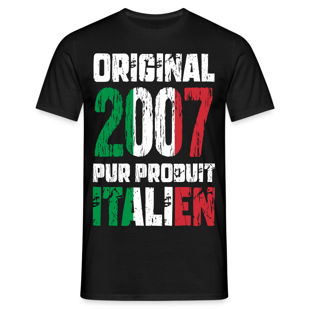 T-shirt Homme - Anniversaire 18 Ans - Original 2007 - Pur produit Italien - noir