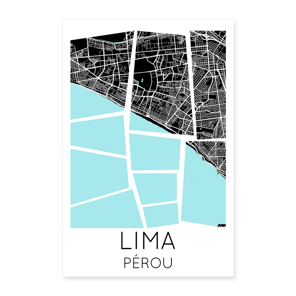 Poster Lima - Plan Lima - 60 x 90 cm - blanc