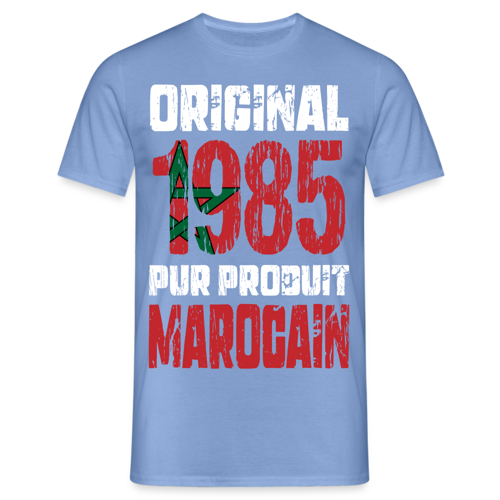 T-shirt Homme - Anniversaire 40 Ans - Original 1985 - Pur produit Marocain - carolina blue