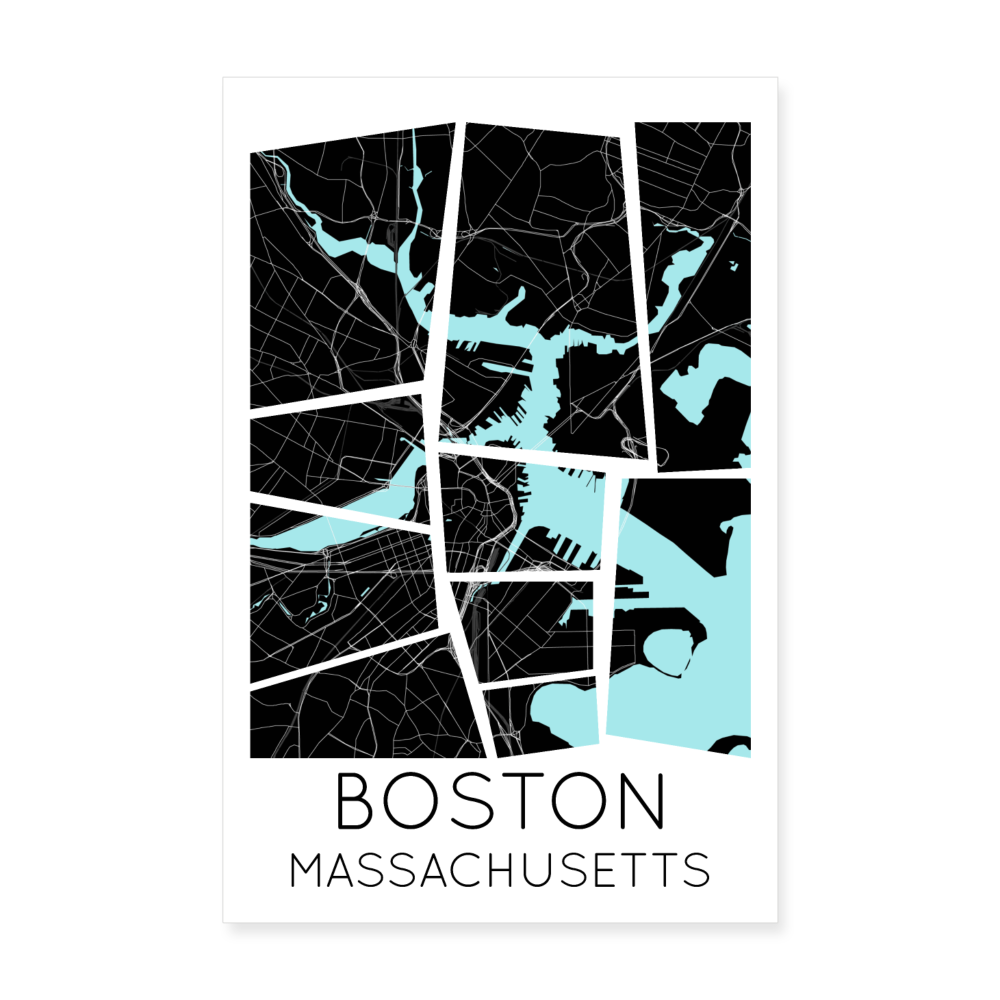 Poster Boston - Plan Boston - 20 x 30 cm - blanc