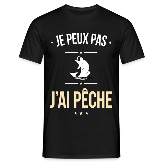 T-shirt Homme - Je peux pas j'ai Pêche - noir