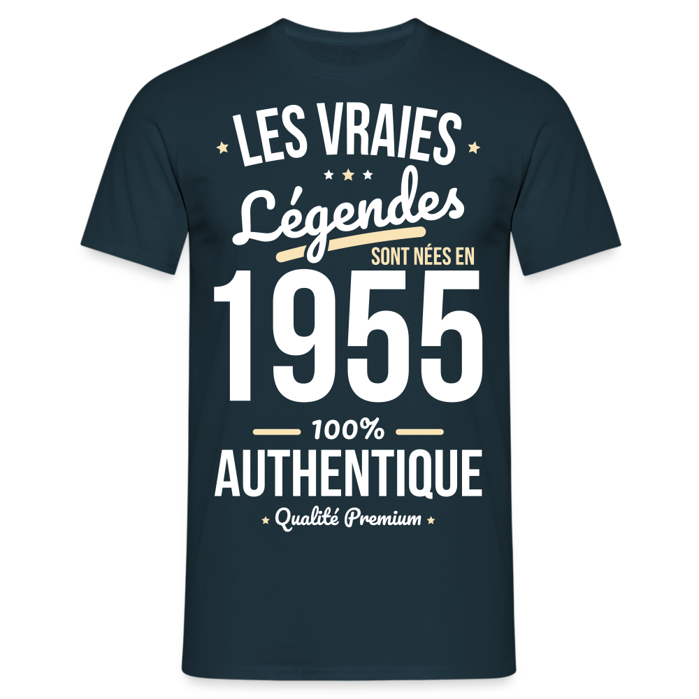 T-shirt Homme - Anniversaire 70 Ans - Les vraies Légendes sont nées en 1955 - marine