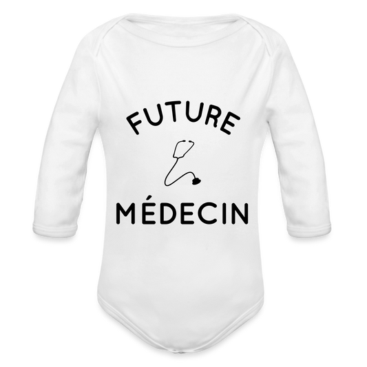 Body Bébé bio manches longues - Future médecin - blanc