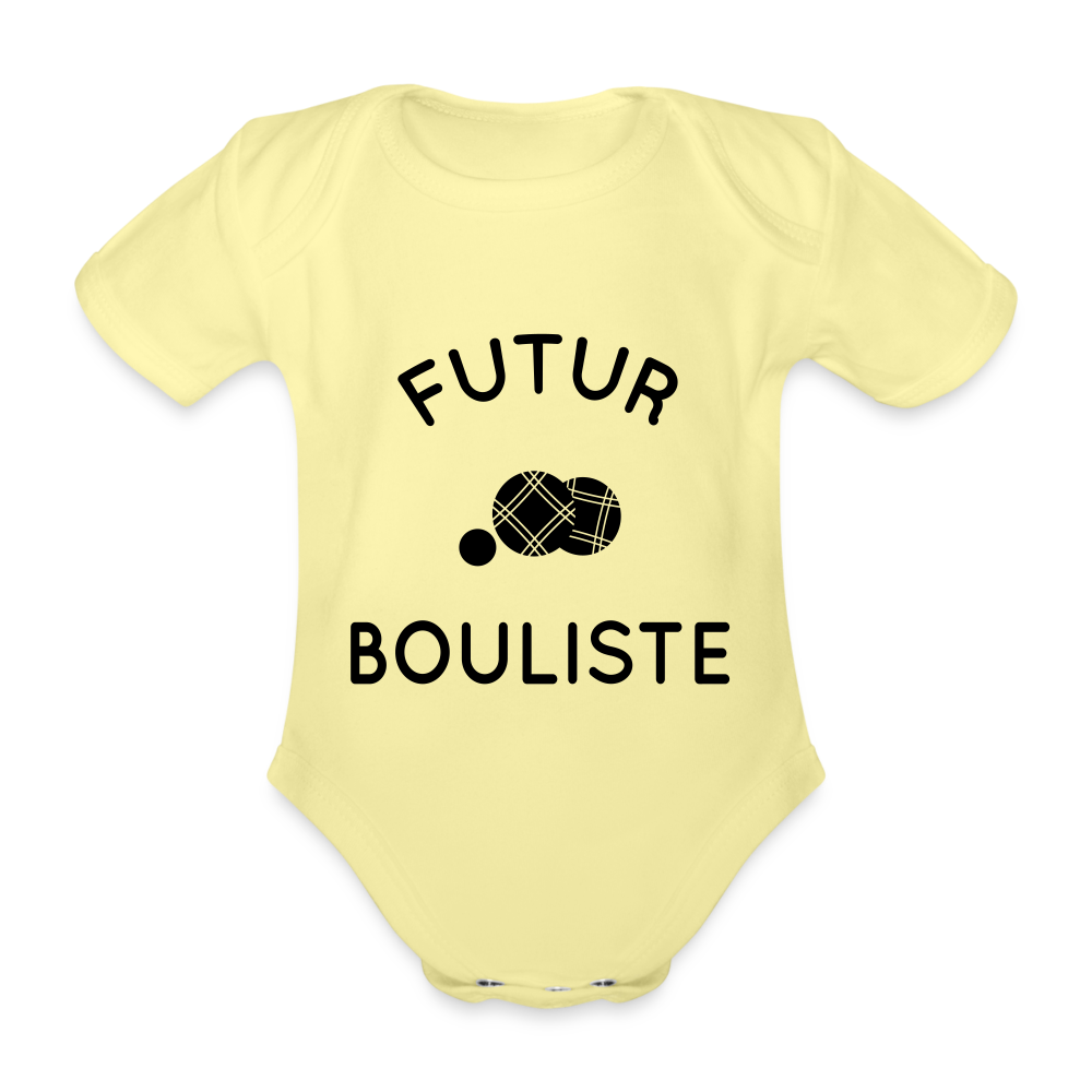 Body Bébé bio manches courtes - Futur bouliste - jaune délavé