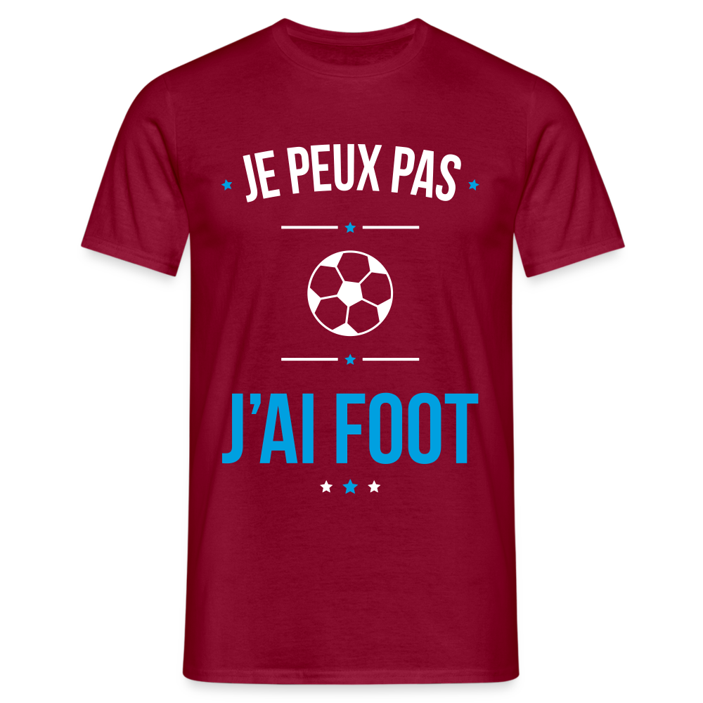 T-shirt Homme - Je peux pas j'ai Foot - rouge brique