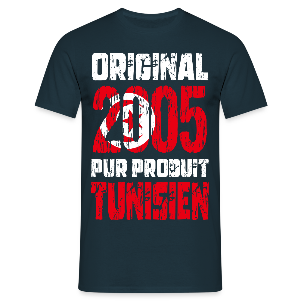 T-shirt Homme - Anniversaire 20 Ans - Original 2005 - Pur produit Tunisien - marine