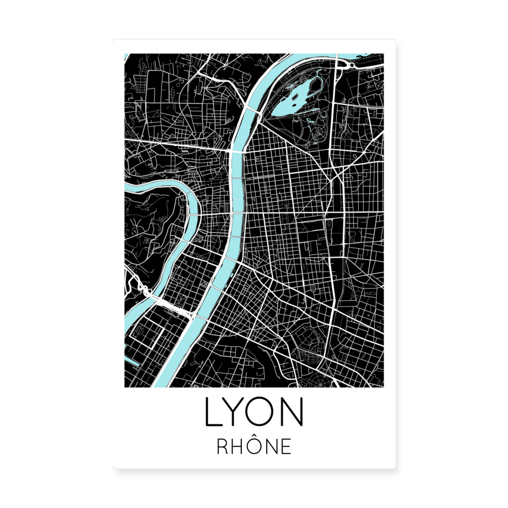 Poster Lyon - Plan Lyon - 20 x 30 cm - blanc