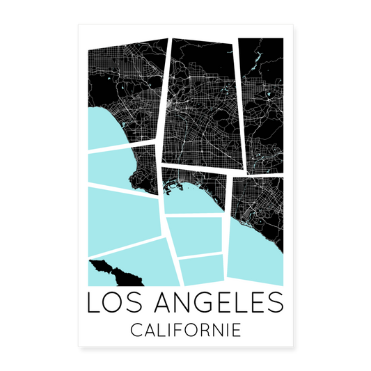 Poster Los Angeles - Plan Los Angeles - 60 x 90 cm - blanc