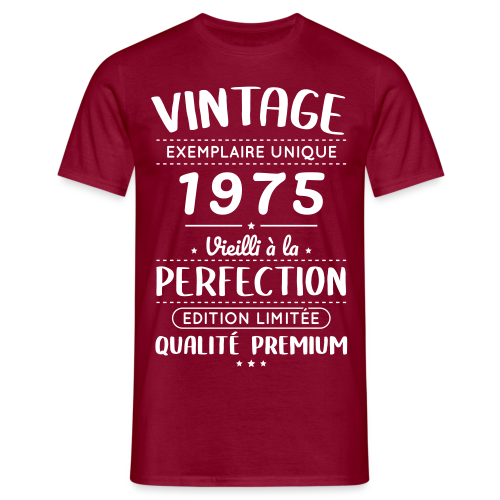 T-shirt Homme - Anniversaire 50 Ans - Vintage 1975 - rouge brique