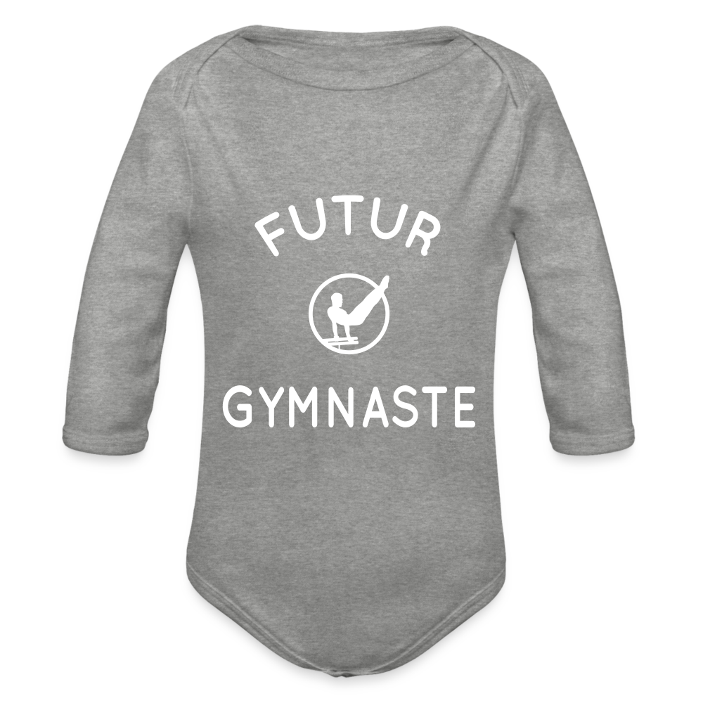 Body Bébé bio manches longues - Futur gymnaste - gris chiné