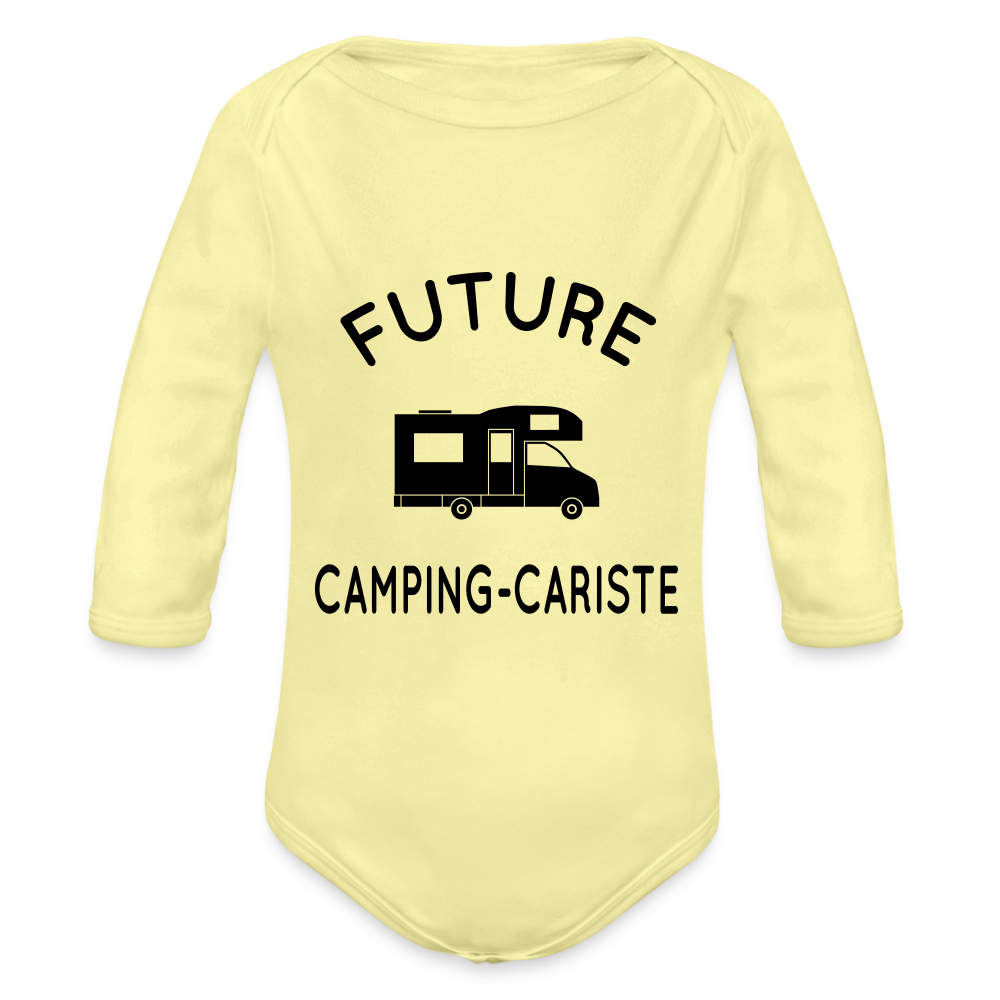 Body Bébé bio manches longues - Future camping-cariste - jaune délavé