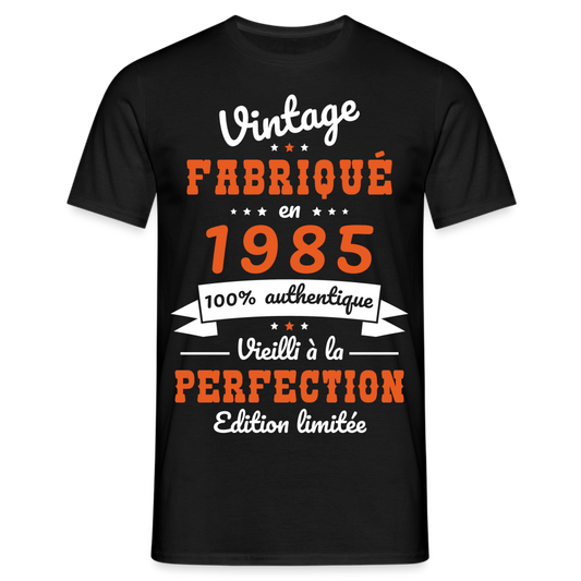 T-shirt Homme - Anniversaire 40 Ans - Vintage fabriqué en 1985 - noir