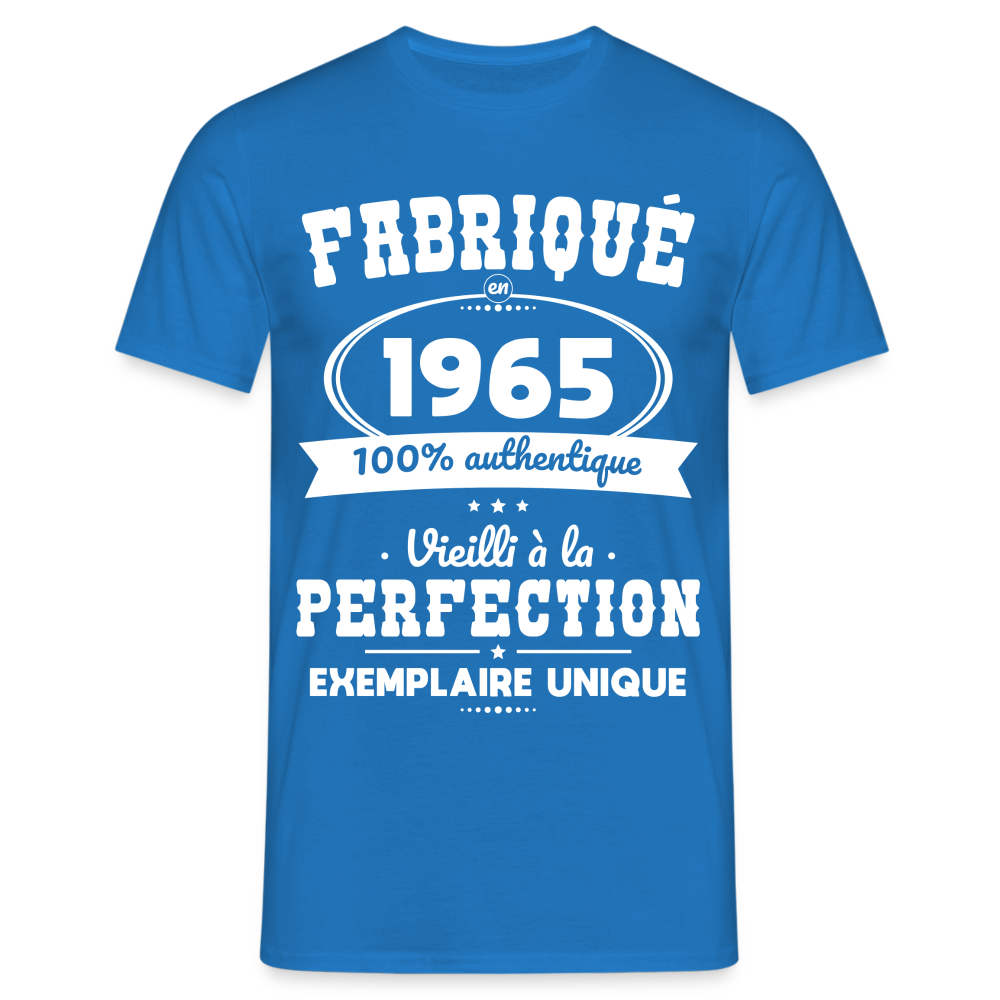 T-shirt Homme - Anniversaire 60 Ans - Fabriqué en 1965 - bleu royal