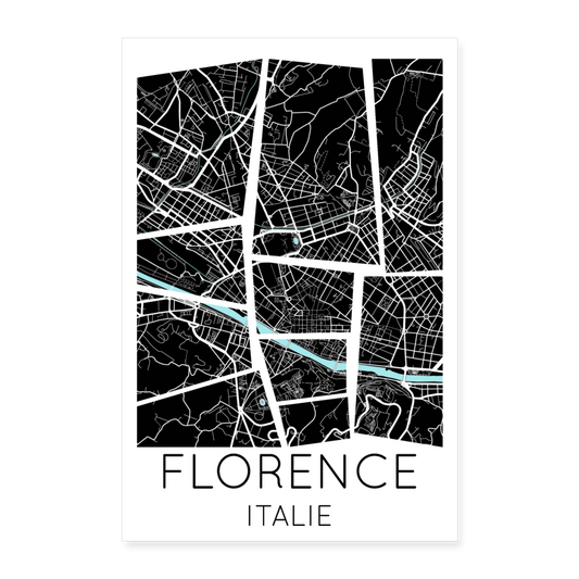 Poster Florence - Plan Florence - 40 x 60 cm - blanc